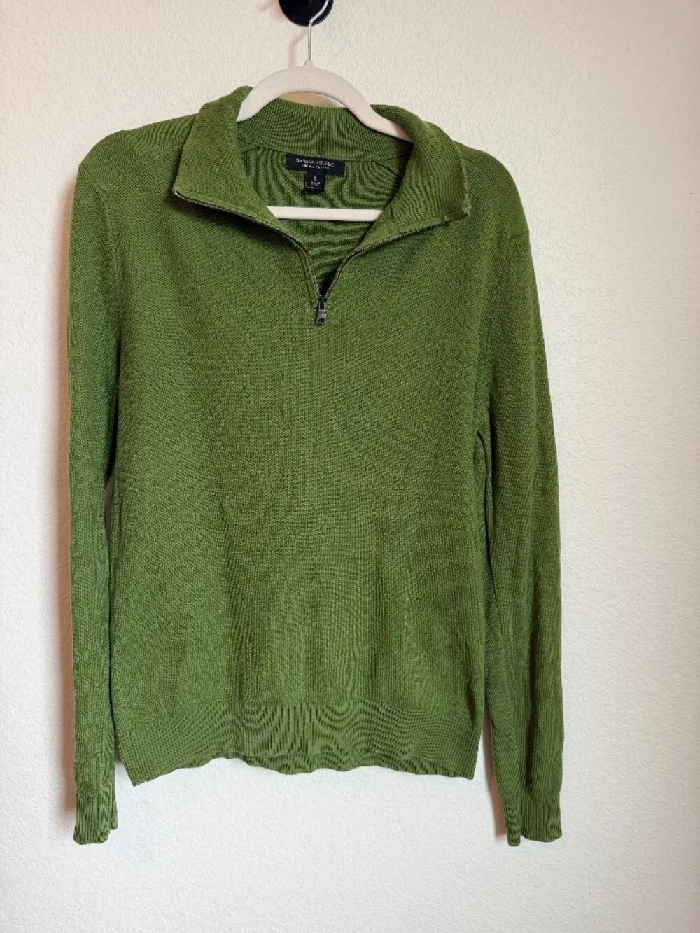 Banana Republic Supima Cotton Olive Green Quarter Zip Sweater Small